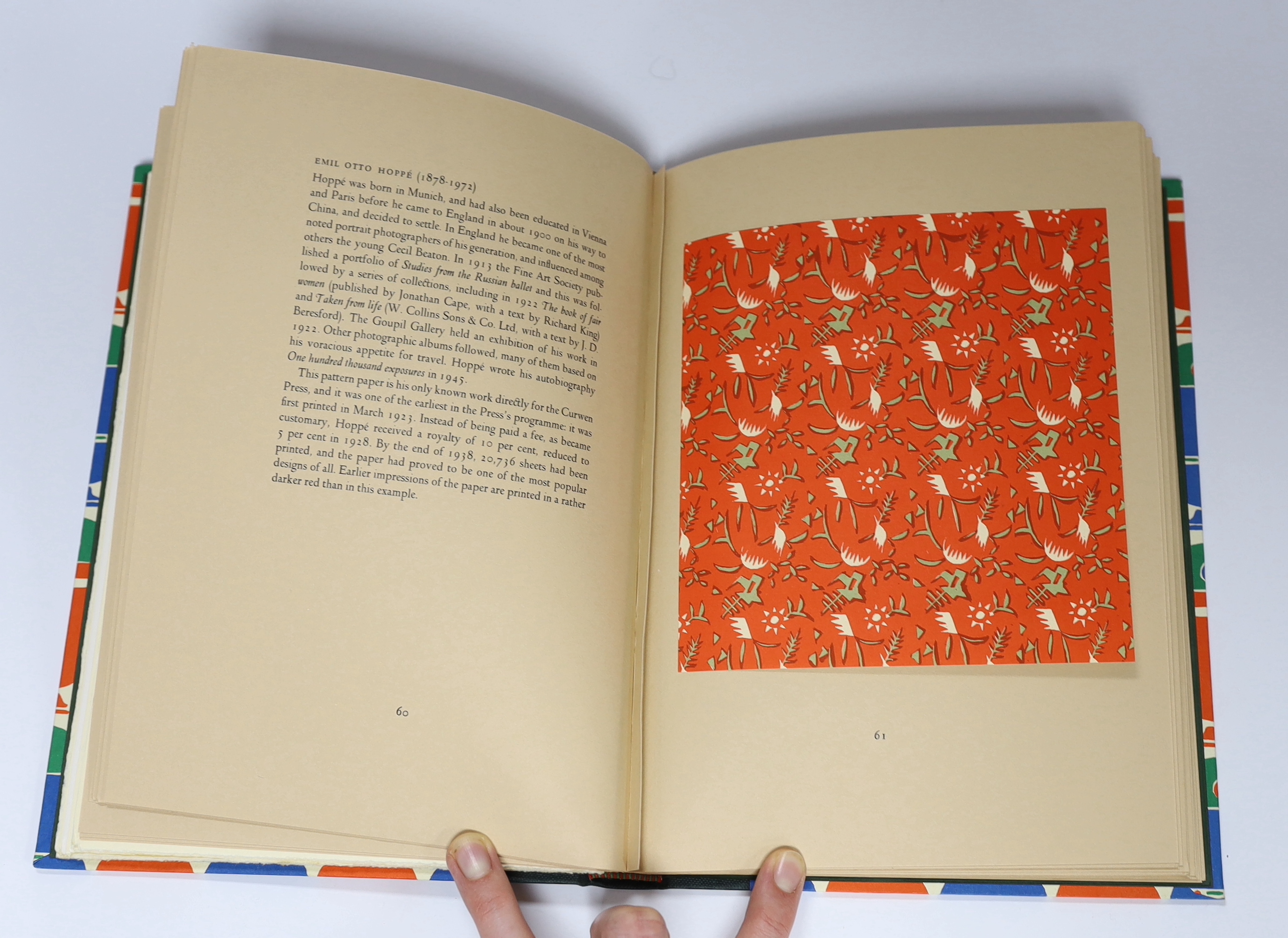 McKitterick, David - A New Specimen Book of Curwen Pattern papers, limited edition of 335, this example numbered 158 of 250, folio, patterned boards, quarter bound in buckram, with 3 leaves of plates and 32 tipped-in sam